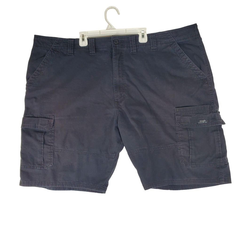 Wrangler Relaxed Fit Cargo Shorts Mens 46 Navy Blue Cotton Blend 1060AIWBL